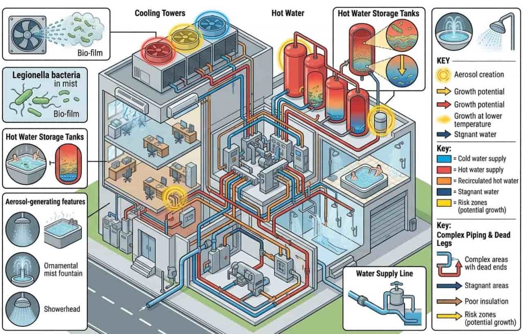 Puntos críticos donde aparece Legionella en instalaciones